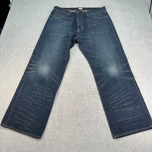 J Crew Jeans Mens 35x30 Blue Straight Relaxed Baggy Hand Crafted Denim Dark Wash - Picture 1 of 10