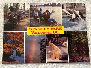 Stanley Park Postcard 7 Pictures Vancouver B.C. Chrome Non Divided Unposted - Picture 1 of 2