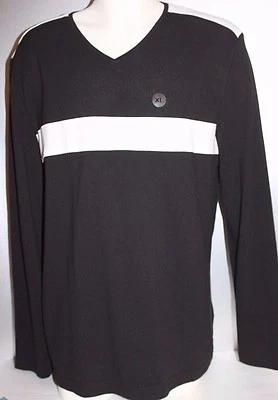 Nautica Para Hombres Calce Ajustado XL Manga Larga Tejida Camisa Negro Blanco Pullover Cuello Prenda para el torso Foto 1 de 4