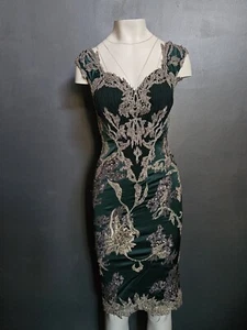 💥STUNNING MANDALAY Y2K Evening COCKTAIL DRESS Julian Joyce Embellished GREEN 4 - Bild 1 von 19