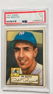 1952 Topps #11 Phil Rizzuto Yankees HOF Red Back Superb Color PSA 3 VG - Picture 1 of 4