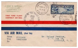 C7 Map 10c Airmail 1926 FDC Ford Flown CAM 7E3 - Gorham Chicago - Dearborn - Picture 1 of 2