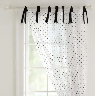 2 Pottery Barn Teen Dottie Sheer Drapes Curtains 44x84 Brown & DOTTIE FINIALS - Image 1 of 4