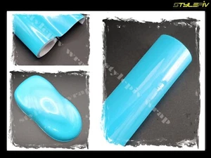 Film vinyle covering bleu claire brillant 152 x 40 cm thermoformable adhesif - Foto 1 di 1