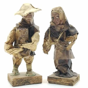 Mexican Folk Art Wire & Paper Mache Figures Couple Man & Woman Pair Vintage - Picture 1 of 11