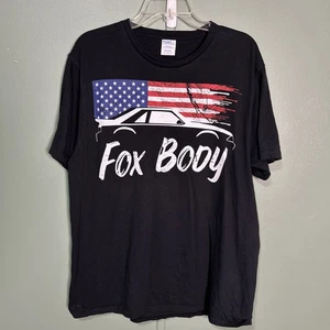 Ford Mustang T-Shirt - blau mit Fuchs Körper Pony amerikanische Flagge Logo Herren Large - Bild 1 von 10