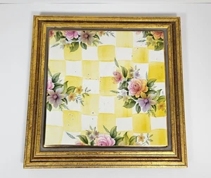 Mackenzie Childs Honeymoon Dandy Lion Yellow Check Trivet Hot Plate - Picture 1 of 6