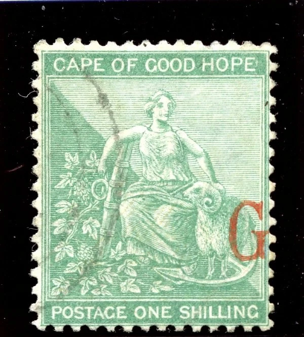 Griqualand West 1877 QV 1s verde (SG tipo 4) VFU. SG 9d. Sc 37e Foto 1 de 1