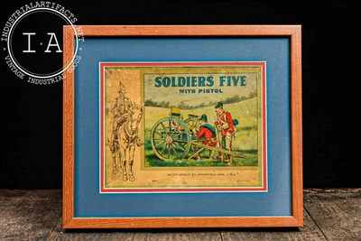带框“Soldiers Five 带手枪”游戏 Milton Bradley 制作 - 完整带碎片 — 第 1/4 张图片