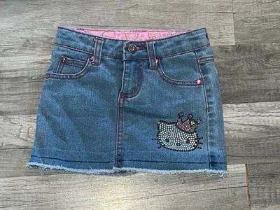 Falda corta/falda/sanrio/estrás de mezclilla Princesa Hello Kitty talla 3T para niña Foto 1 de 4