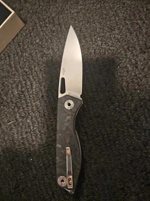 Faca de bloqueio de aço real Sidus D2 lâmina azul triturado fibra de carbono estrutura de titânio - Imagem 1 de 4