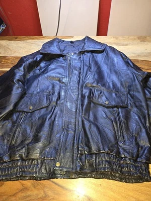 De Colección Napoline Outfitters Cuero Negro Retazos Bombardero Motocicleta Chaqueta 2XL Hombres Foto 1 de 4