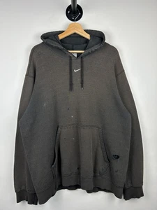 Vintage Nike Middle Swoosh Thrashed Black Hoodie Size L - Bild 1 von 7