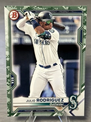 🔱⚾️JULIO RODRIGUEZ 2021 Bowman Prospects Camo #SEATTLE MARINERS SUPERSTAR!⚾️🔱 - Image 1 of 2
