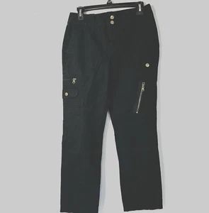 Lauren Ralph Lauren Womens 4P Petite Black Gorpcore Utility Double Knee Pants - Picture 1 of 12
