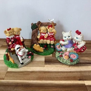 3 Vintage Teddy Bear & Kitty Cat Kmart Figurines - Approximately 3” x 3 1/4” - Picture 1 of 10