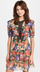 NEW $650 SALONI Jamie Embellished Printed Mini Dress 2-US 6-UK - Picture 1 of 7