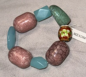 NEU Türkis Rosa Perlen Bettelarmband, Kostüm Jade Perlen, Orientalisch Inspiriert - Bild 1 von 4