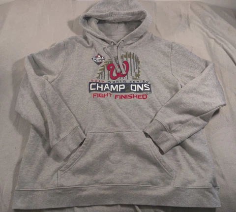 Washington Nationals Mens Hoodie Gray Triple Extra Large World Series Fanatics Cover