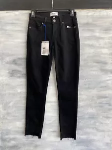 NEW PAIGE 'Skyline' Ankle Peg Uneven Hem SKINNY Jeans, 24 - Black Overdye - $199 - Picture 1 of 9