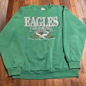 80s 90s Philadelphia Eagles Crewneck Sweatshirt Green AN37132 - Picture 1 of 2