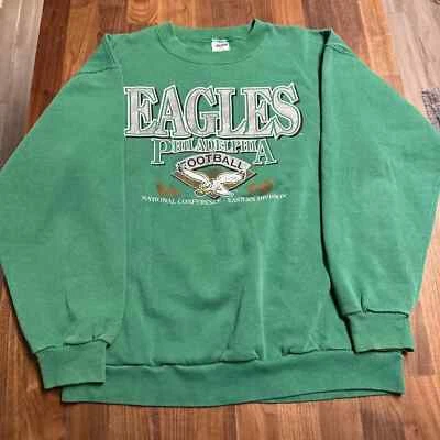 Sudadera verde cuello redondo Philadelphia Eagles años 80 90 AN37132 Foto 1 de 2