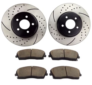 Front Drill Brake Rotors + Ceramic pad for Chrysler 300 Dodge Atmansta-QPD10015 - Bild 1 von 8