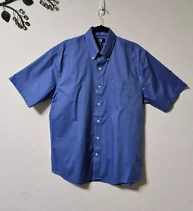 Cutter & Buck Shirt Mens M Easy Care Short Sleeve Button Down w Pocket Blue - Picture 1 of 9