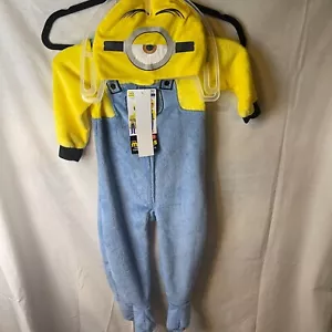 Minions One Piece Pajamas Union Suit Hoodie Costume Boys Girls 2T Sleeper - Picture 1 of 7