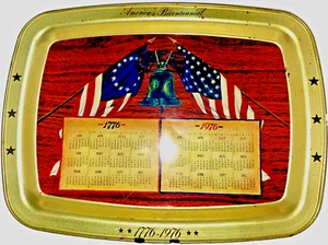 America's Bicentennial 1776-1976 Serviertablett Twin American Flag Liberty Bell - Bild 1 von 17