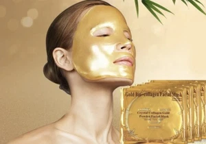 6 Pcs 24k Gold Collagen Facial Face Mask High Natural Moisture - Picture 1 of 2