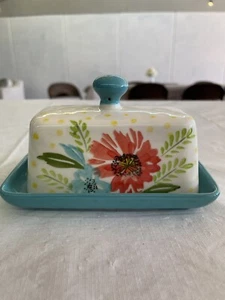 Wisenvoy Butter Dish Ceramic with Lid Butter Keeper 7 x 4 x 4 Flower Beautiful - Picture 1 of 8