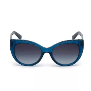 Swarovski SK202 92W Blue Round Cat Eye Sunglasses Frame 53-19-140 Stone Sequin - Picture 1 of 3