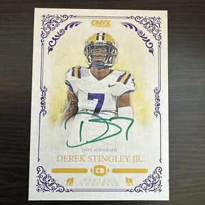 Derek Stingley Jr. 2022 Onyx Vintage GREEN INK AUTO/50 LSU HOUSTON TEXANS - Picture 1 of 2