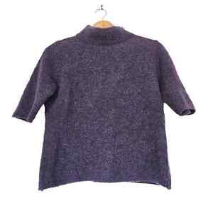 Lafayette 148 New York Womens Wool Blend Short Sleeve Sweater Size M Mock