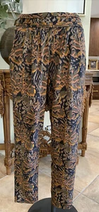 anthropologie elevenses women small petite brown printed Pullon cropped pants BB - Picture 1 of 8