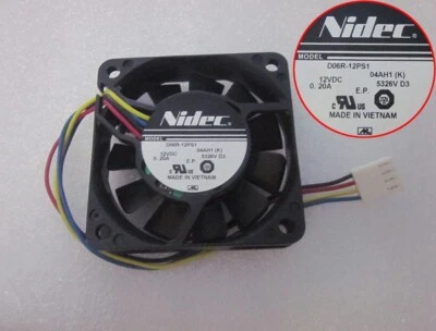 Nidec D60R-12PS1 04AHA(K) 6015 6CM double ball fan 12V 0.2A 4-Pin - Image 1 of 4