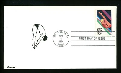 Joseph Cachet FDC #2082 (J#21) 1984 Olympics Diving, 5/4/1984 Los Angeles, CA - Image 1 of 2