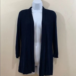Dress Barn Long Sleeve Open Front Dark Blue Sweater Size PM - Picture 1 of 8