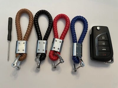 Key Chain Holder for Chevrolet City Express Keychain Woven Leather Strap Keyfob Foto 1 de 4