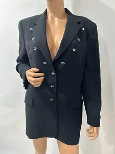 escada blazer 44 Black 100% pure wool with eyelets - Picture 1 of 12