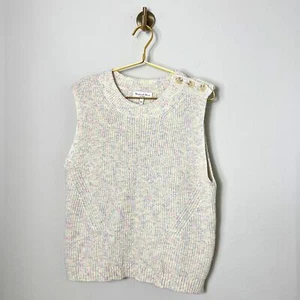 EUC Michael Stars Carol Vest Marled Crew Neck Size In Chalk Size Large - Picture 1 of 11