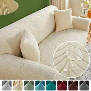Funda de sofá jacquard gruesa para sala de estar patrón de hojas 1/2/3/4 asiento esquina lavable - Imagen 1 de 33