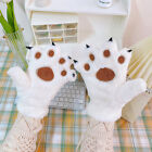 Cute Bear Cat Paw Gloves Fluffy Plush Cartoon Animal Cosplay Full Finger Mitten