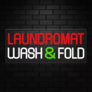 Laundromat Wash & Lold Sign for Business | LED Flex Neon | 32"W x 13"H x 1"D - Picture 1 of 5