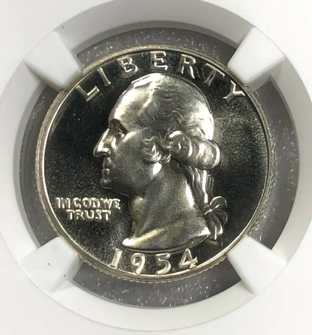 1954 NGC PF68 Cameo Silver Proof Washington Quarter 25c ~ Gem Frosty Silver Coin Cover