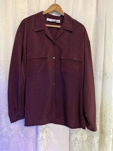 Vintage Impressions of California Pinstripe Black Magenta Blouse Size XL - Picture 1 of 12