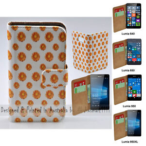 For Nokia Series - Yellow Flower Print Theme Wallet Mobile Phone Case Cover