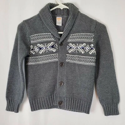 Gymboree Boy's Fair Isle Gray Knit Cardigan Sweater - Image 1 of 4