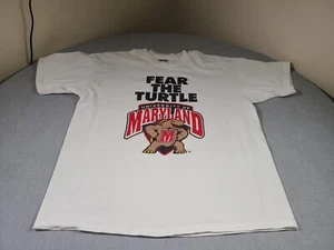 Vintage University of Maryland T Shirt Mens XL White FEAR THE TURTLE Testudo 90s - Picture 1 of 19